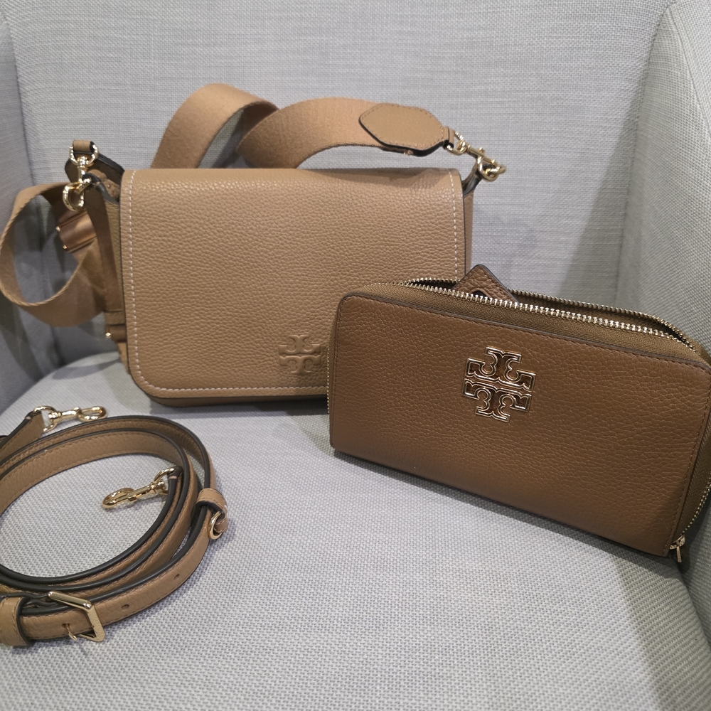 Tory Burch Crossbody Bag & Wallet Set – Camel Leather
